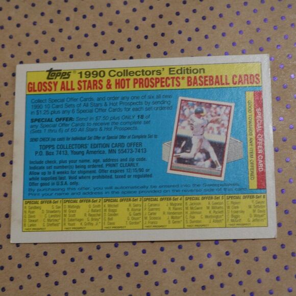 1990 Collectors' Edition Magazine Baseball Card - Picture 1 of 2